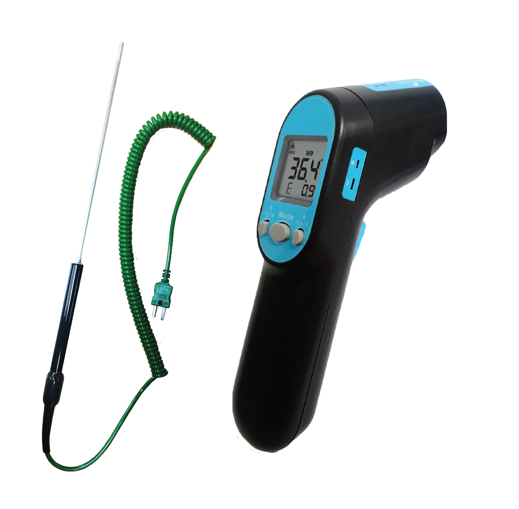 BG55, BLUE GIZMO IR THERMOMETER WITH K-TYPE THERMOCOUPLE BUILT-IN-JACK