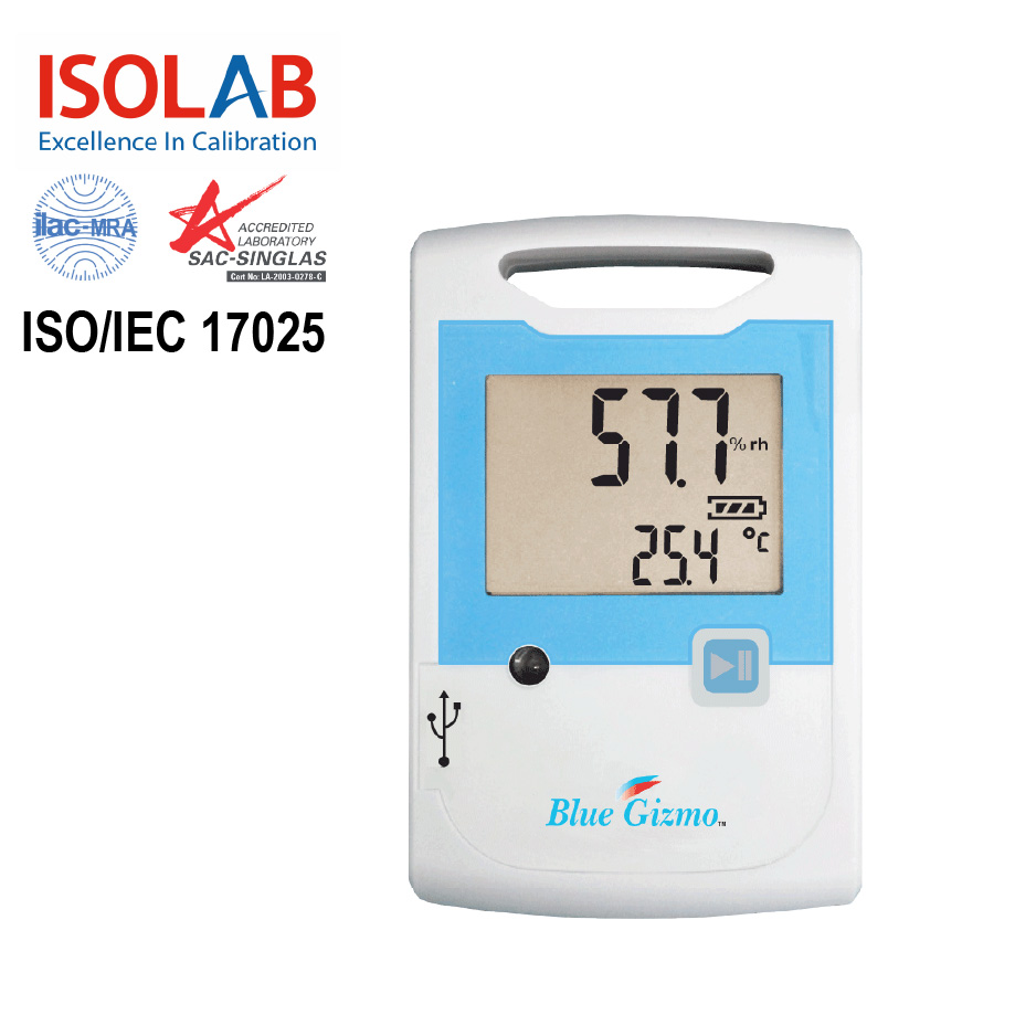 [WITH ACCREDITED CALIBRATION CERTIFICATE] BG-LOG-TEMPRH, BLUE GIZMO TEMPERATURE & HUMIDITY LOGGER