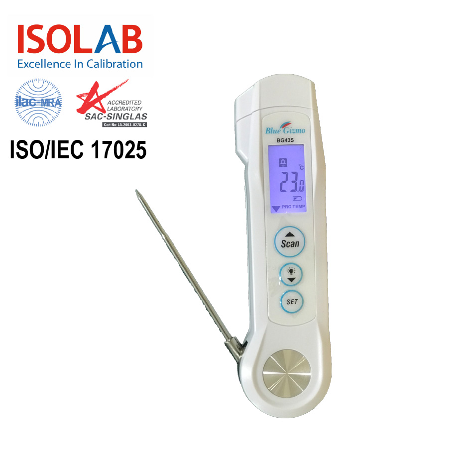 [WITH ACCREDITED CALIBRATION CERTIFICATE] BG43S, BLUE GIZMO 2-IN-1 IR THERMOMETER
